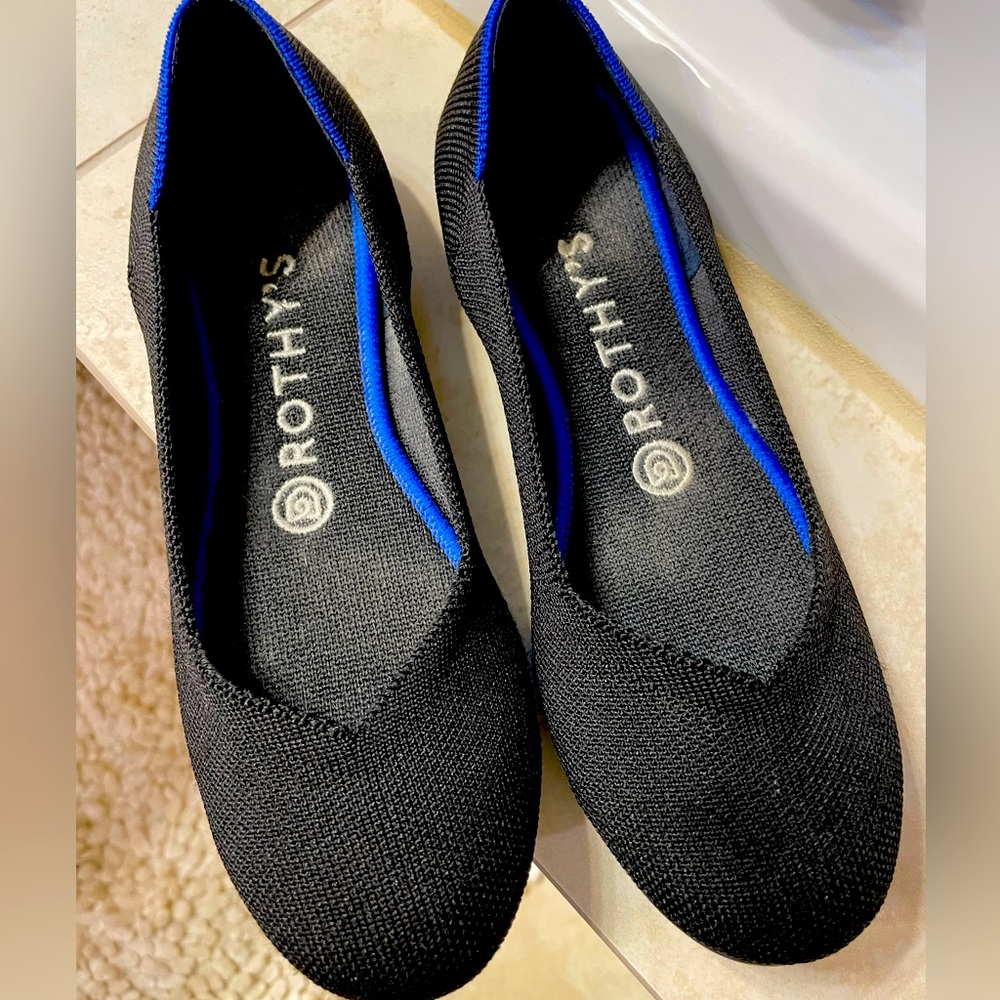 Rothy’s black ballet flats. Size 7. EUC